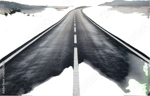 Empty Asphalt Road with White Lines markings horizon
