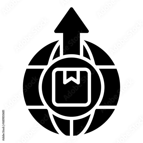 Export icon. International trade symbol. Shipping cargo and overseas transport collection. Glyph Icon