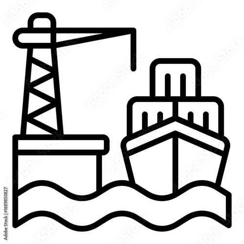 Seaport icon. Shipping dock symbol. Cargo port and global logistics collection. Line Icon