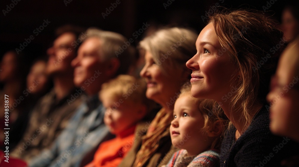 Family enjoying show at theater performance audience watching live entertainment