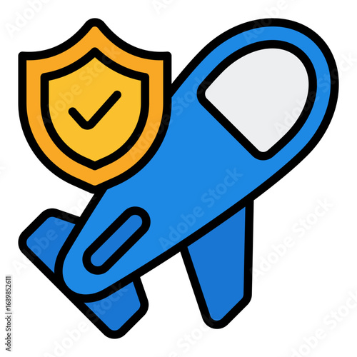 Travel insurance icon. Trip protection symbol. Vacation safety and medical coverage collection. Filled Line Icon