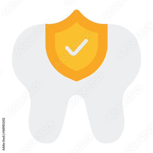 Dental insurance icon. Oral health protection symbol. Dental care and medical policy collection. Flat Icon
