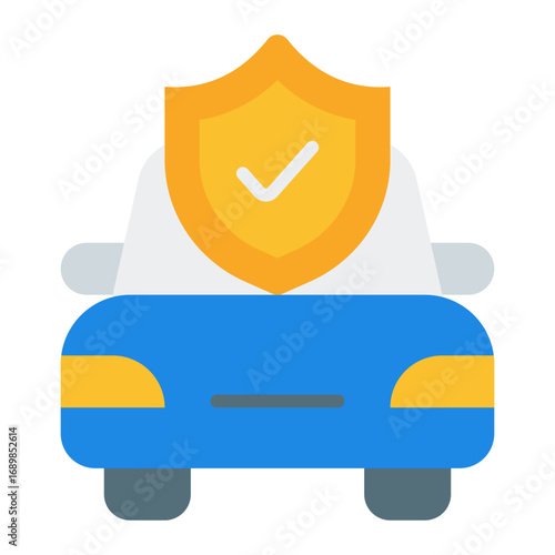 Car insurance icon. Vehicle protection symbol. Auto policy and accident coverage collection. Flat Icon