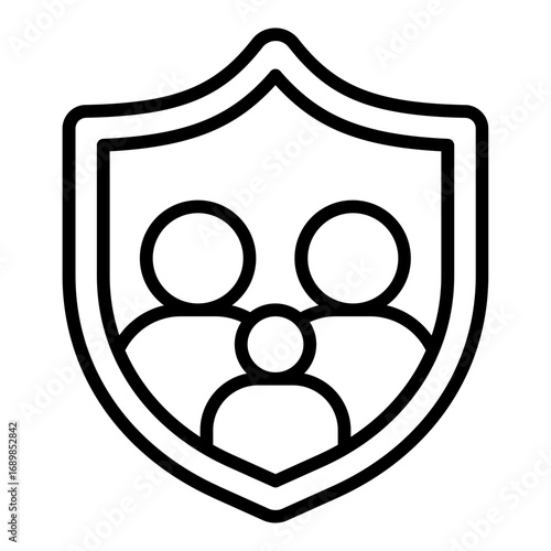 Family insurance icon. Household protection symbol. Health and life coverage collection. Outline Icon