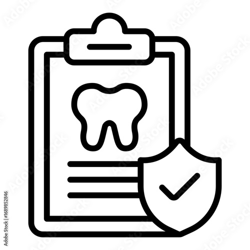 Dental insurance icon. Oral health protection symbol. Dental care and medical policy collection. Outline Icon