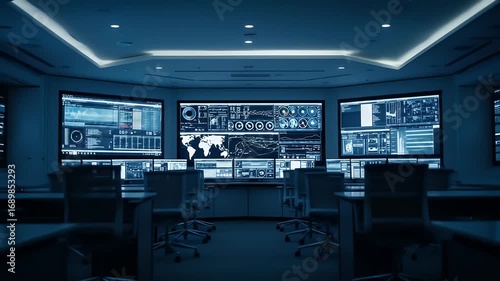 Wallpaper Mural Modern Control Room with Advanced Data Visualization Technology Torontodigital.ca