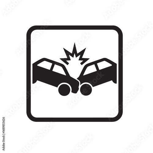 Car crash, collision, silhouette, vector illustration
