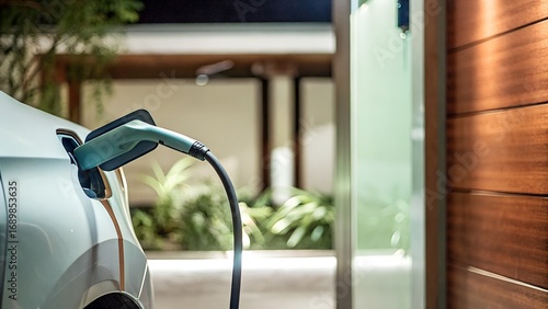 Wallpaper Mural EV charging port close-up at night Torontodigital.ca