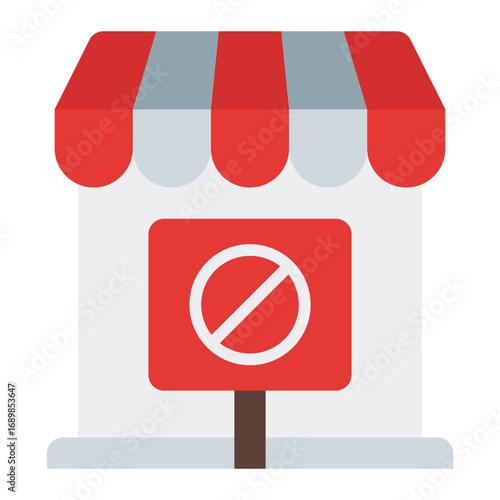 Business closure icon. Company shutdown symbol. Economic downturn and crisis collection. Flat Icon