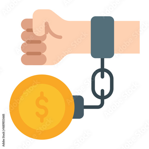 Debt icon. Financial debt symbol. Loan obligation and economy crisis collection. Flat Icon