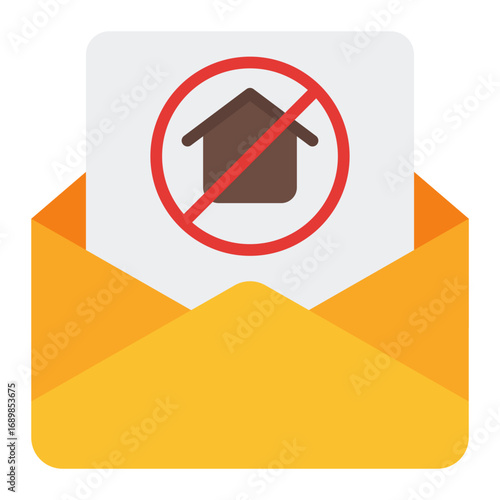 Eviction notice icon. Housing crisis symbol. Real estate and economy recession collection. Flat Icon