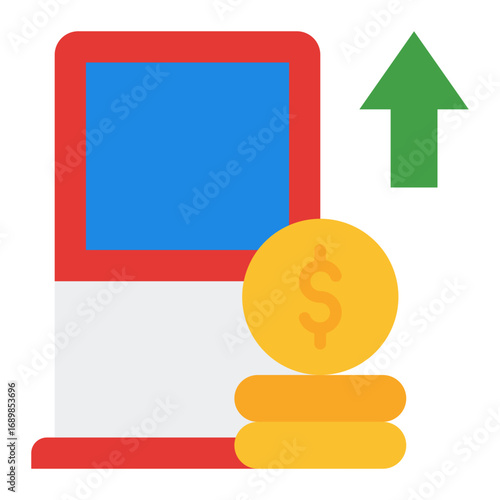 Fuel inflation icon. Rising gas price symbol. Energy cost and economy crisis collection. Flat Icon