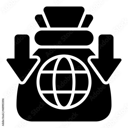 Recession icon. Economic downturn symbol. Business crisis and inflation collection. Glyph Icon