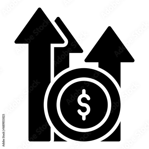 Rising prices icon. Cost increase symbol. Inflation and economy crisis collection. Glyph Icon