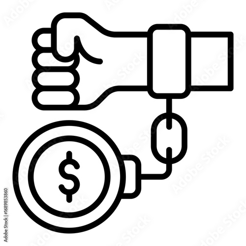 Debt icon. Financial debt symbol. Loan obligation and economy crisis collection. Outline Icon