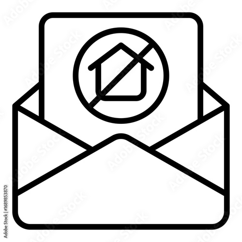Eviction notice icon. Housing crisis symbol. Real estate and economy recession collection. Outline Icon