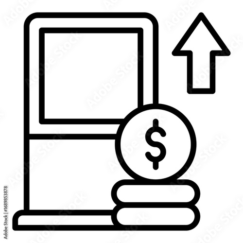 Fuel inflation icon. Rising gas price symbol. Energy cost and economy crisis collection. Outline Icon