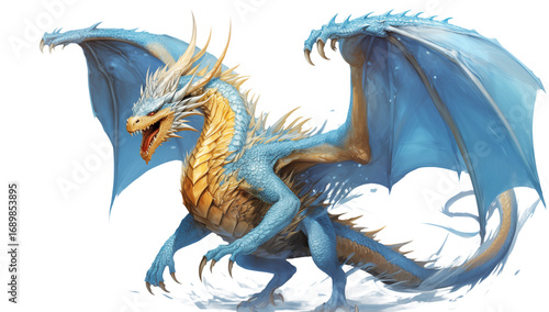 Majestic Ice Dragon Fantasy Creature transparent background png