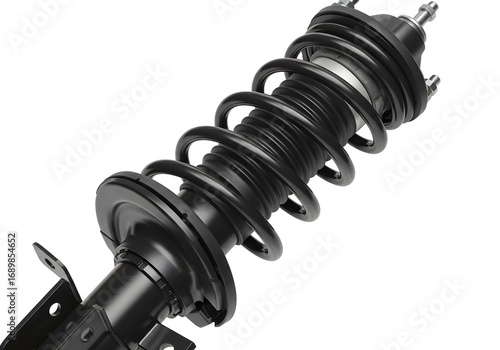 New black shock absorber strut assembly ready for installation offering superior ride control and vehicle stability on the road
