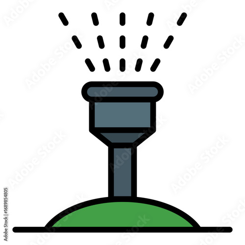 Sprinkler icon. Garden sprinkler symbol. Water irrigation and plant care collection. Filled Line Icon