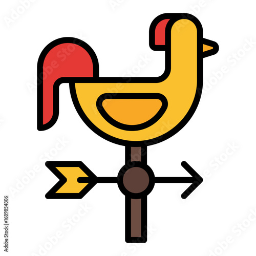 Weather vane icon. Wind direction symbol. Farm tool and gardening collection. Filled Line Icon
