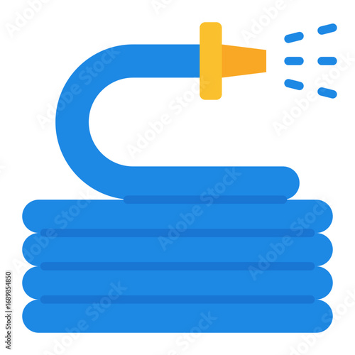 Hose icon. Water hose symbol. Gardening irrigation and plant watering collection. Flat Icon