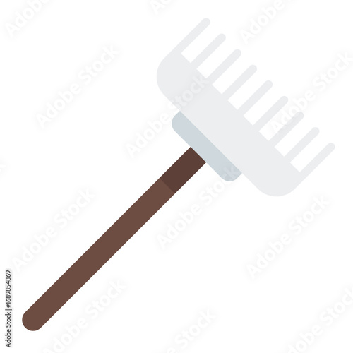 Rake icon. Garden rake symbol. Farming tool and soil cleaning collection. Flat Icon