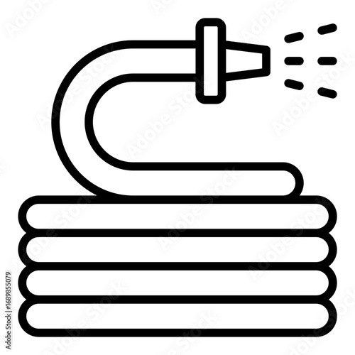 Hose icon. Water hose symbol. Gardening irrigation and plant watering collection. Outline Icon