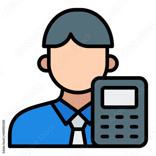 Accountant icon. Finance professional symbol. Business accounting and bookkeeping collection. Filled Line Icon