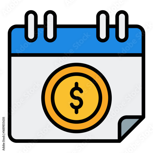 Calendar icon. Schedule symbol. Business planning and financial date collection. Filled Line Icon