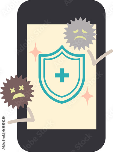 セキュリティに守られているスマホのイラストイメージ