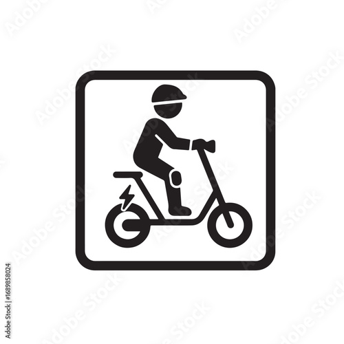 Electric scooter safety icon, silhouette vector illustration