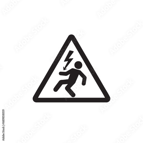 Electric shock hazard icon, silhouette vector illustration