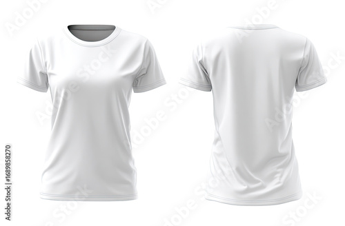 Front and back view of a blank white women's t-shirt (3)