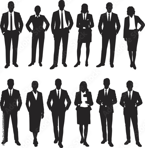 Silhouette, business, professionals, team, corporate, colleagues, standing, unity, collaboration, office, staff, leadership, diversity, workforce, meeting, partnership, success, teamwork, 