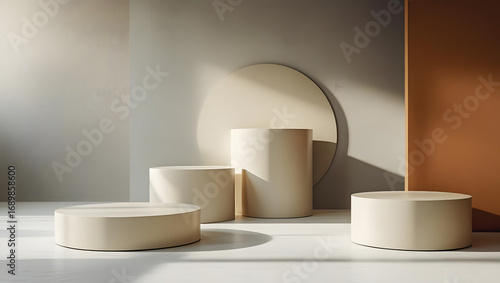 Wallpaper Mural Pastel colored cylindrical displays with sunlight shadows Torontodigital.ca