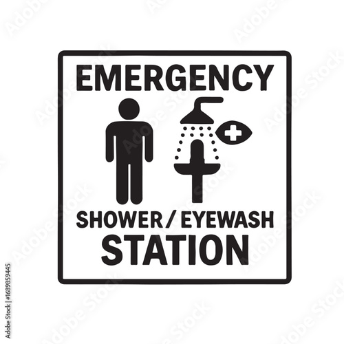 emergency shower, eyewash station, silhouette vector illustration