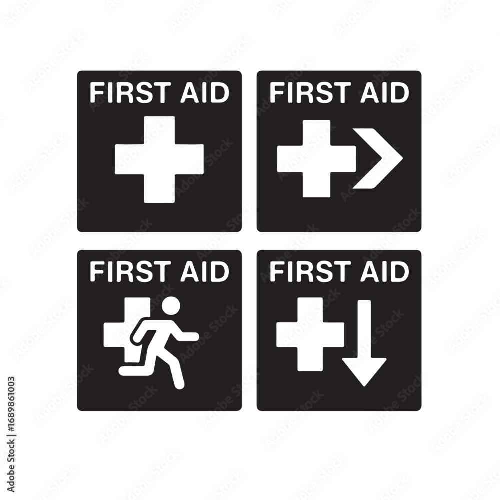 Obraz premium First aid silhouette icon set vector illustration