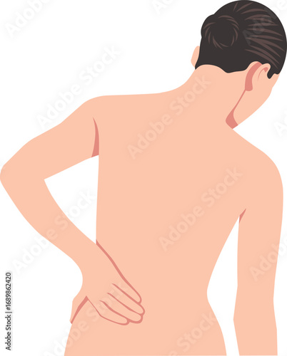 Woman with back pain. A woman holds her waist.