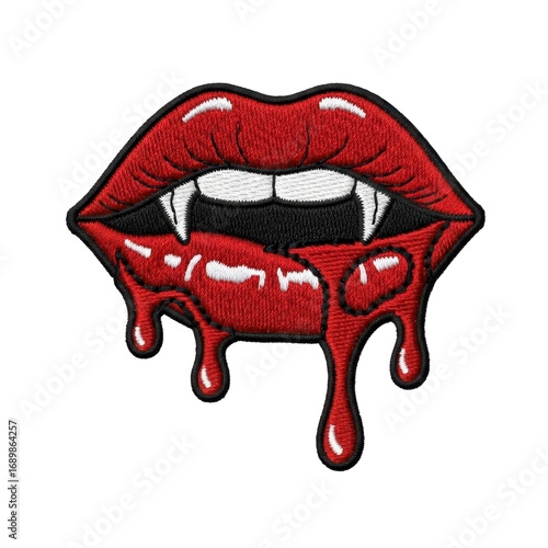Vampire Lips A Dark and Alluring Symbol of Horror, Featuring Dripping Blood and Fangs