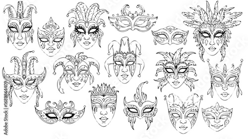Elegant Venetian masquerade masks collection for festive celebrations and creative projects