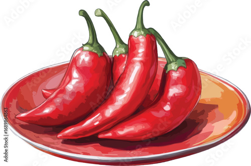 Red Chili Peppers on a Red Plate red peppers spicy