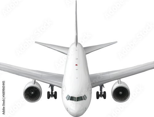 Top View Of A White Passenger Airplane With Engines