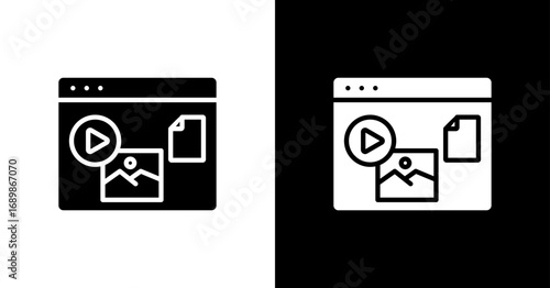 Digital Content White Icon Set