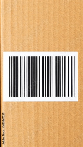 Barcode on corrugated cardboard box for shipping and logistics