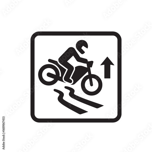 Motorcycle skid hazard silhouette vector illustration