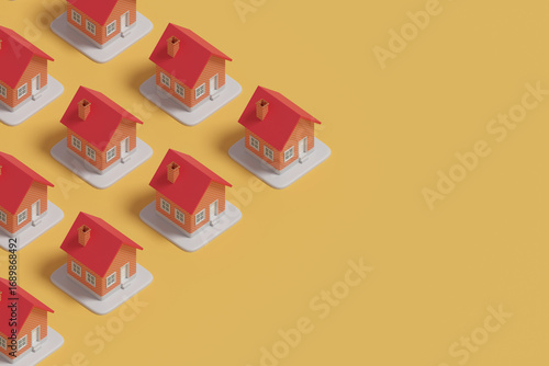 Isometric pattern of houses. Real estate concept. 3d illustration.