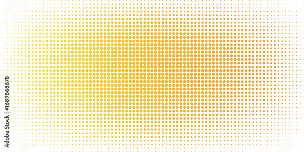 Naklejka premium Yellow halftone pattern. Retro comic gradient background. Bright orange pixelated dotted texture overlay. vector Eps 10