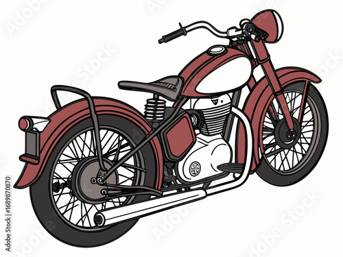 Vintage jawa motorcycle vector illustration classic red polished metal design