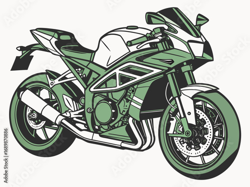 Vector scalable kawasaki ninja h2r hyperbike chrome green body illustration icon
